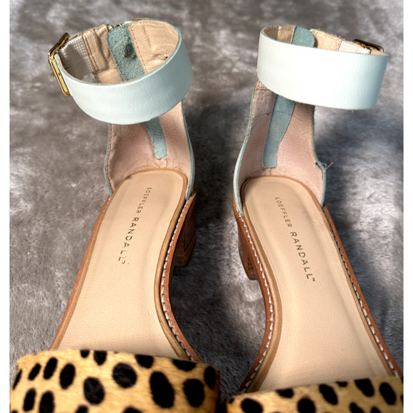 Loeffler Randall Henry Animal Print Gold Blue Block Heel Sandals Womens Size 7 - Picture 8 of 10
